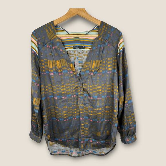 Prana Womens size XS Elsie Geometric Long Sleeve Popover Blouse Top - Picture 1 of 7